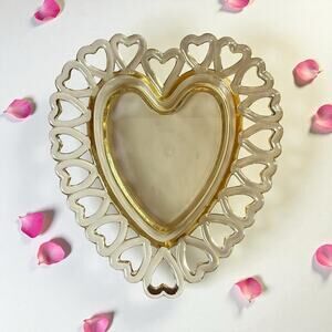 Vintage Westmoreland Heart Shaped Glass Dish with Lace Edges